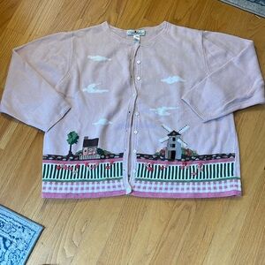 Claire Murray Light Pink Windmill Cottage Cardigan size 3X